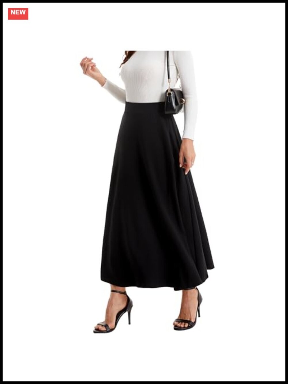 Yanhalo Cotton Blend A-Line Maxi Pleated Skirt High Waist Pull On